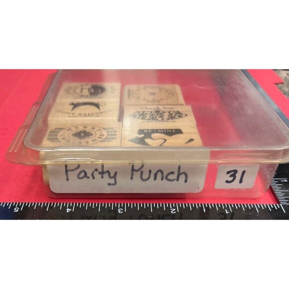 Stampin Up! Party Punch Rubber Stamp Set Of 6 Wood Mounted - Picture 2 of 4
